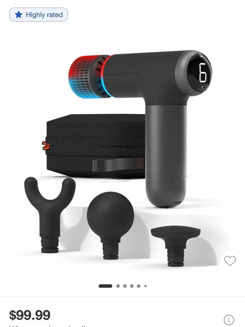 Sharper Image Matte Black Percussion Massage Gun with LED Dial